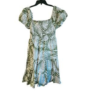 Lapogee green palm linen blend off shoulder dress size 1x